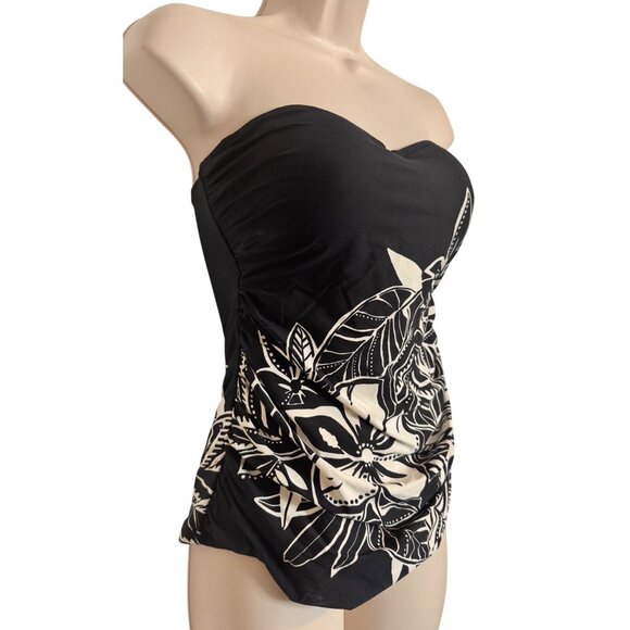 Bleu Rod Beattie Black White Size 8 Swim Tankini Top Straps Padded NWT $91 - Picture 2 of 9